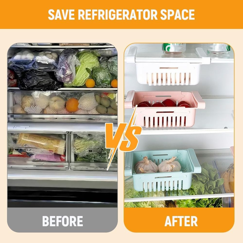 Adjustable Under Shelf Fridge Drawer - 4 Pieces