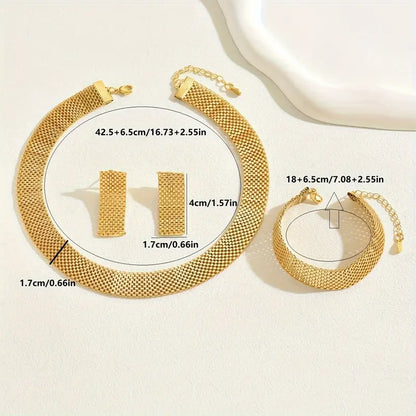 4-Piece Gold-Plated Jewelry Set – Elegant Wedding & Party Accessory