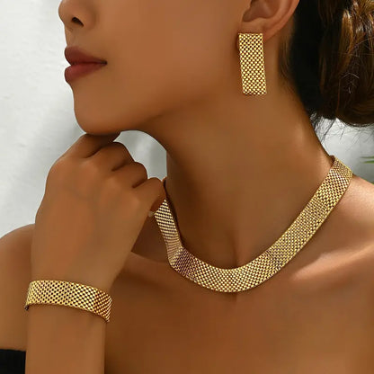 4-Piece Gold-Plated Jewelry Set – Elegant Wedding & Party Accessory