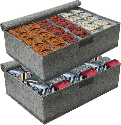 Collapsible Sock, Tie Storage & Undergarments Box with Lid – Drawer Organizer