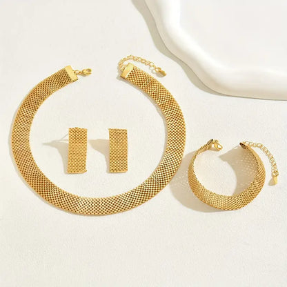 4-Piece Gold-Plated Jewelry Set – Elegant Wedding & Party Accessory