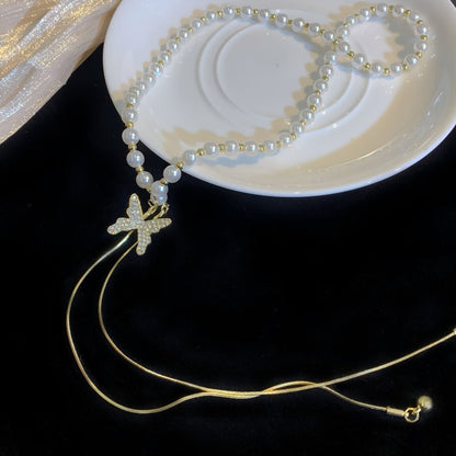 Butterfly Pearl Chain Necklace