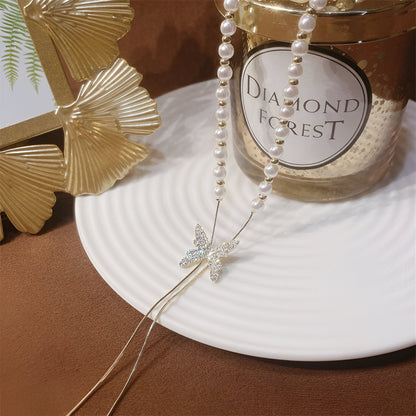 Butterfly Pearl Chain Necklace